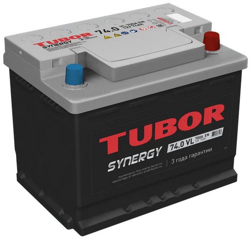 Автомобильный аккумулятор Tubor Synergy R+ низ (74 А·ч)