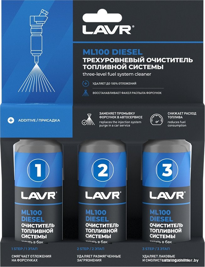 Присадка в топливо Lavr Трехуровневый очиститель топливной системы ML100 Diesel 3x120 мл
