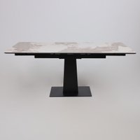 Кухонный стол Lepremo AV 2119 МДФ+керамика раздвижной 1200-1800x800 (белый глянцевый Pandora/черный)