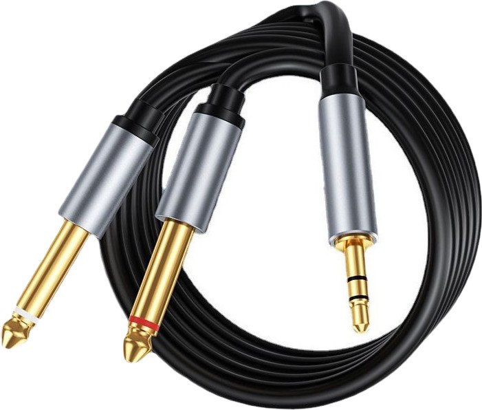 Кабель USBTOP AUX PRO 3.5 мм - 2x6.3 мм (1.5 м, черный)