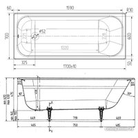 Ванна Wotte Старт УР 170x70 БП-00000004 (с ножками и ручками)