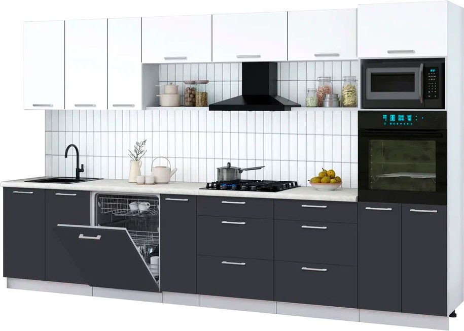 

Готовая кухня Интерлиния Мила Gloss 3.5-ПМ1-2 (пепел/белый/опал светлый)