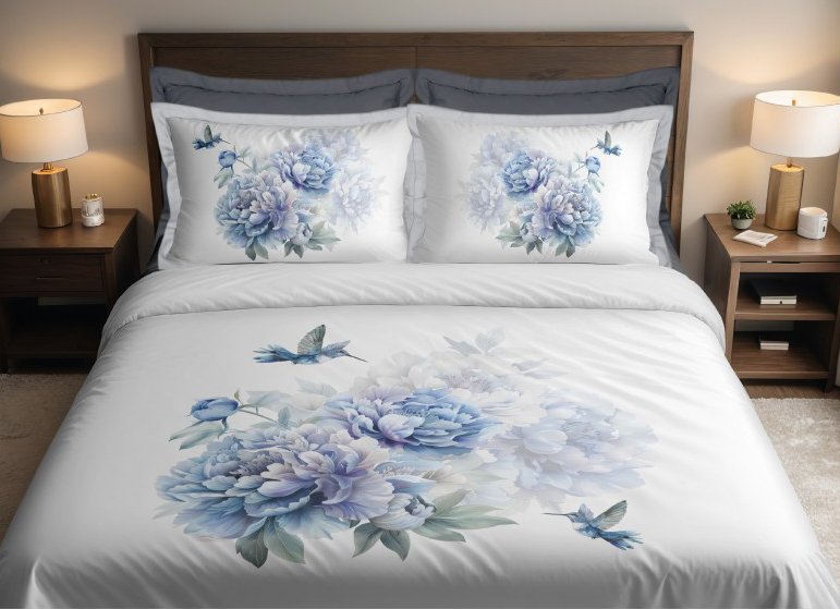 

Постельное белье ЧПТУП "АЛетто" 2-сп с Европростыней Колибри серый