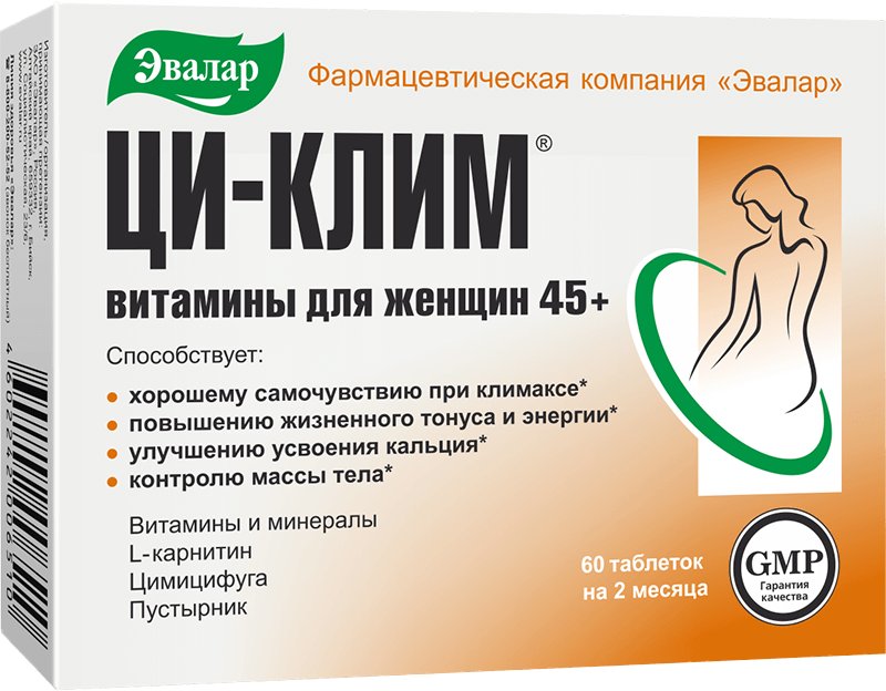 

БАД Эвалар Ци-клим витамины для женщин 45+ (60таблеток)