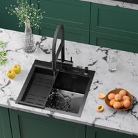 Кухонная мойка Roxen Simple 560220-60B-GR графит/текстурная PVD покрытие (с коландером и дозатором)