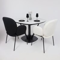 Кухонный стол Listvig Merlin 110-150х75 (МДФ+HPL-пластик белый Monte Belo/черный)