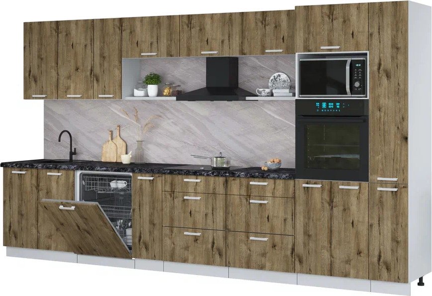 

Готовая кухня Интерлиния Мила Лайт 3.8-ПМ1 (дуб веллингтон/дуб веллингтон/кастилло темный)