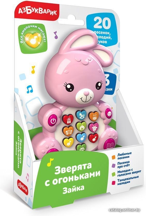 Развивающая игрушка Азбукварик Зайка с огоньками 2348
