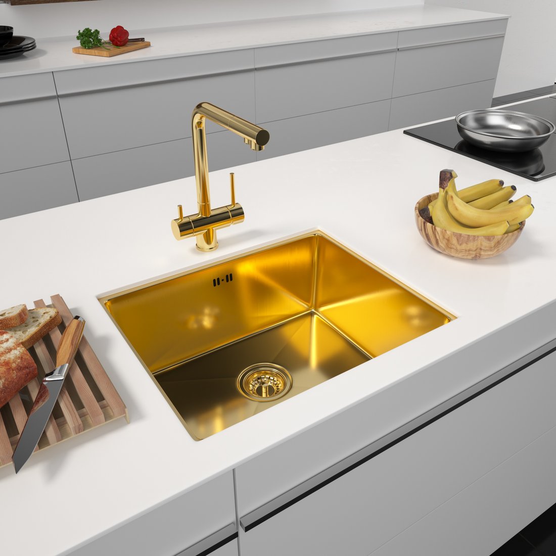

Кухонная мойка ARFEKA ECO AR 550*450 GOLD PVD NANO