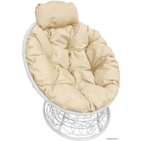 Кресло M-Group Папасан мини 12070101 (белый ротанг/бежевая подушка)