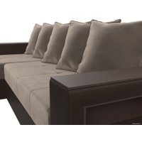 Угловой диван Лига диванов Дубай лайт левый (велюр коричневый/экокожа коричневый)