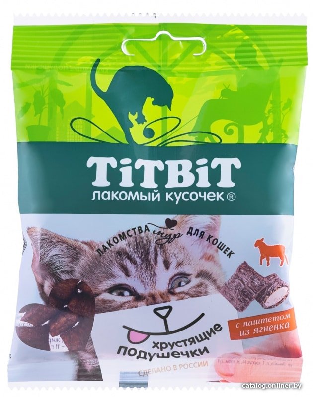 Лакомство для кошек TiTBiT Хрустящие подушечки с паштетом из ягненка 30 г
