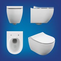 Унитаз подвесной Cersanit Brasko Smart CO DPL EO Slim + Vector 68304 (c кнопкой Estetica белый)