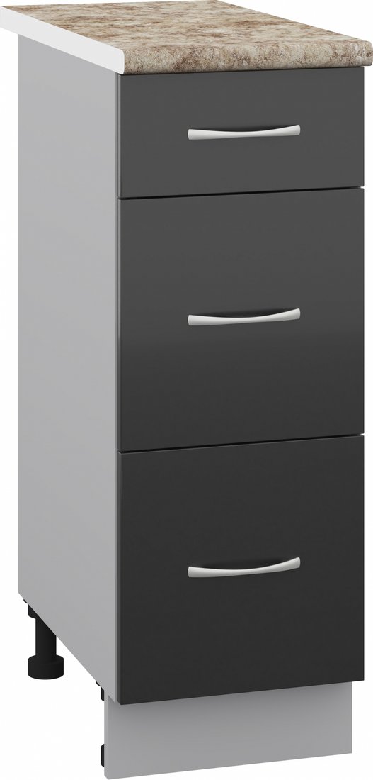 

Шкаф напольный Кортекс-мебель Корнелия Лира НШ30р3ш (черный/мадрид)