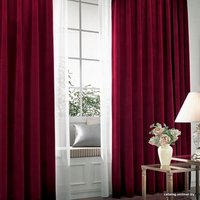 Комплект штор ИП Романович Е.Ю. Бархат на ленте 2x2.6 м (бордовый, 2 шт)
