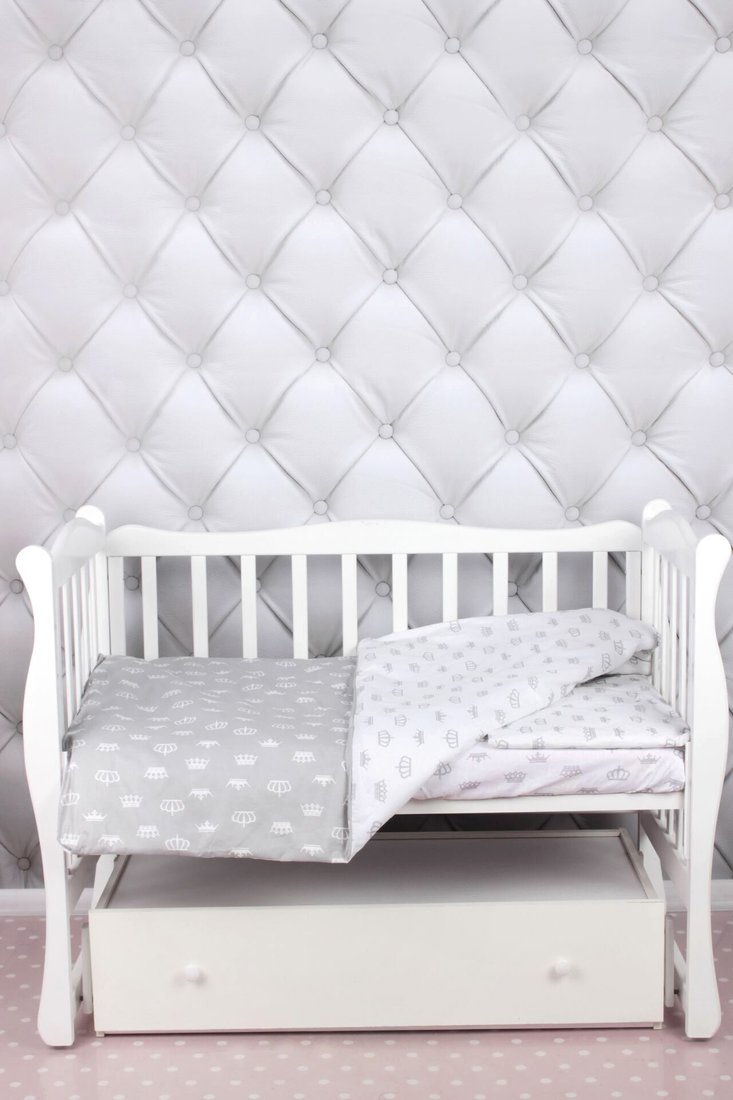 

Постельное белье Amarobaby Baby Boom КПБ-3 Короны (серый)