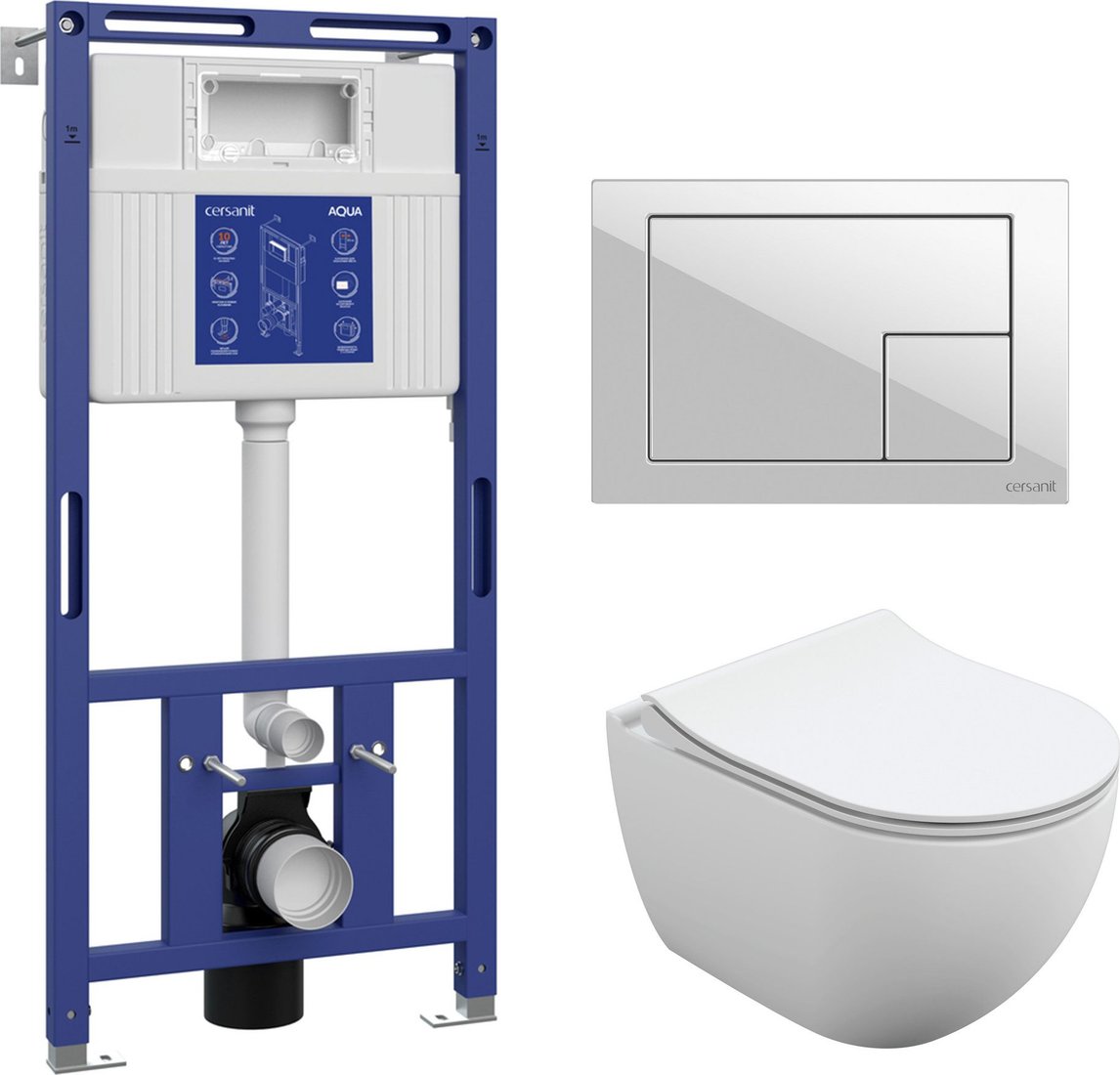 

Унитаз подвесной Cersanit Brasko Slim 64824 + Aqua Prime М 50 68179 с кнопкой Corner 64077 (кнопка белый)