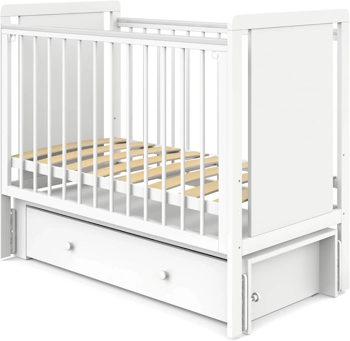 

Классическая детская кроватка Indigo Classic маятник, ящик (белая аляска)