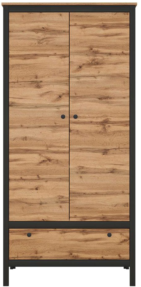 Шкаф распашной Black Red White Loft SZF2D1S (дуб вотан/черный матовый)