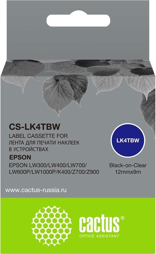 

Картридж CACTUS CS-LK4TBW (аналог Epson LK4TBW)