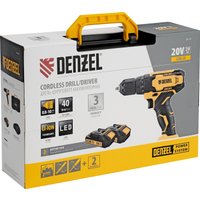 Дрель-шуруповерт Denzel CDQ-20 (с 2-мя АКБ, кейс)