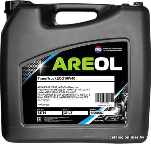 Моторное масло Areol Trans Truck Eco 10W-40 20л