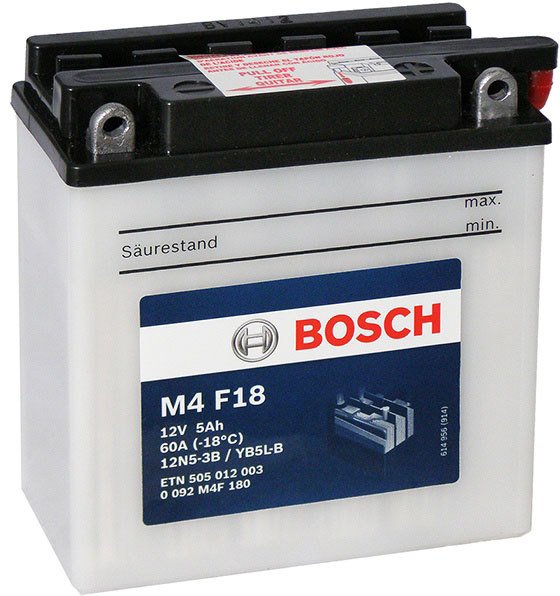 

Мотоциклетный аккумулятор Bosch M4 F18 YB5L-B (5 А·ч)