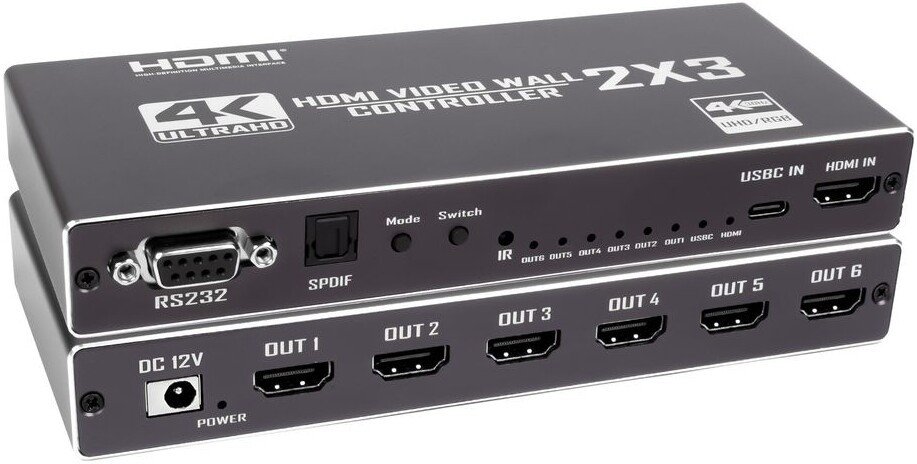 Разветвитель USBTOP HDMI v2.0 UltraHD 4K PRO до 6 экранов 2x3 559656