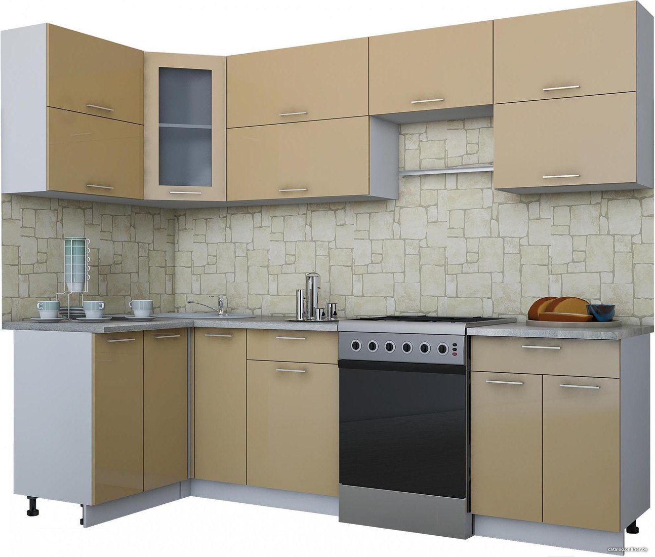 Готовая кухня Интерлиния Мила Gloss 60-12x26 (капучино глянец)