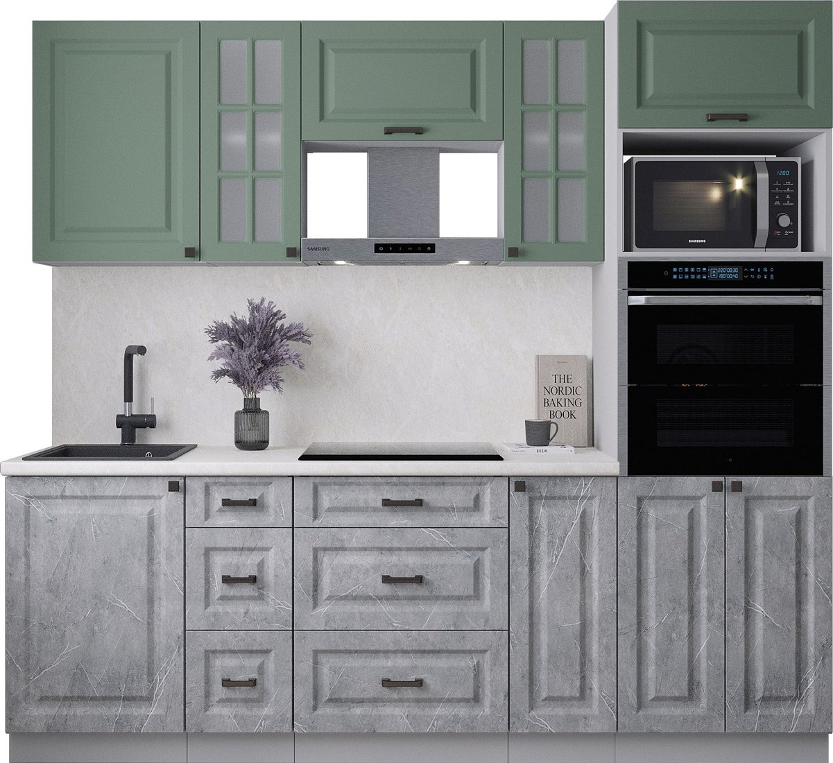 

Готовая кухня Интерлиния Мила Деко 2.3 (керамика/мята/опал светлый)