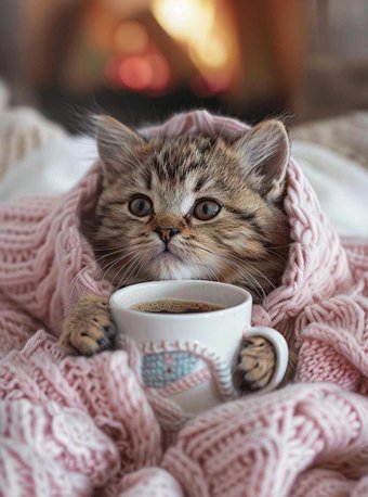 Алмазная мозаика  Феникс+ Котенок в пледе 68635