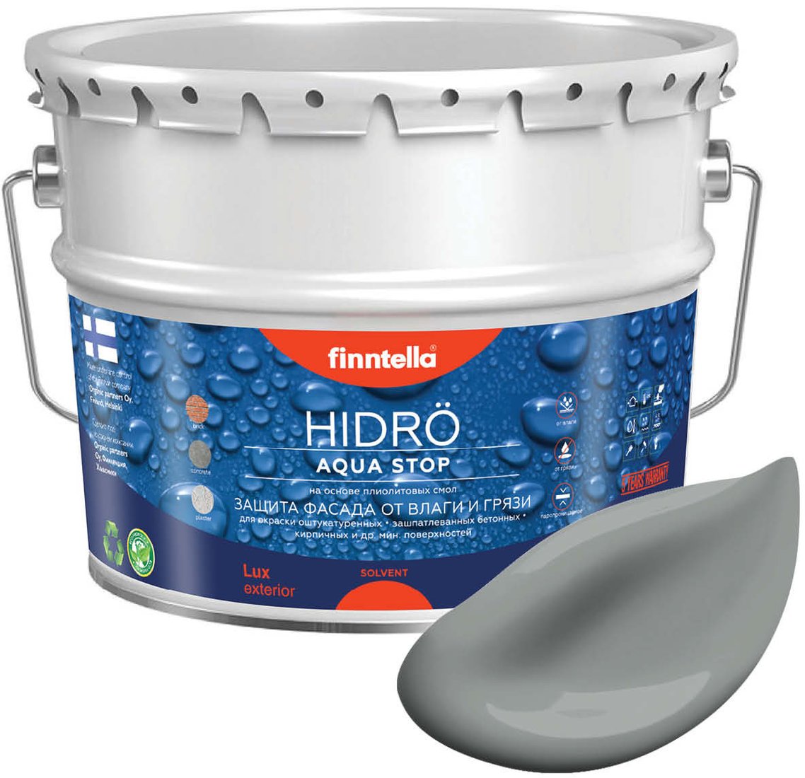 

Краска Finntella Hidro Tiina F-14-1-9-FL058 9 л (серый)