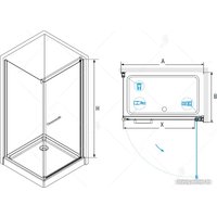 Душевой уголок RGW PA-48 (PA-03 + Z-050-1 + держатель) 04084889-011 80x90 (хром/прозрачное стекло)