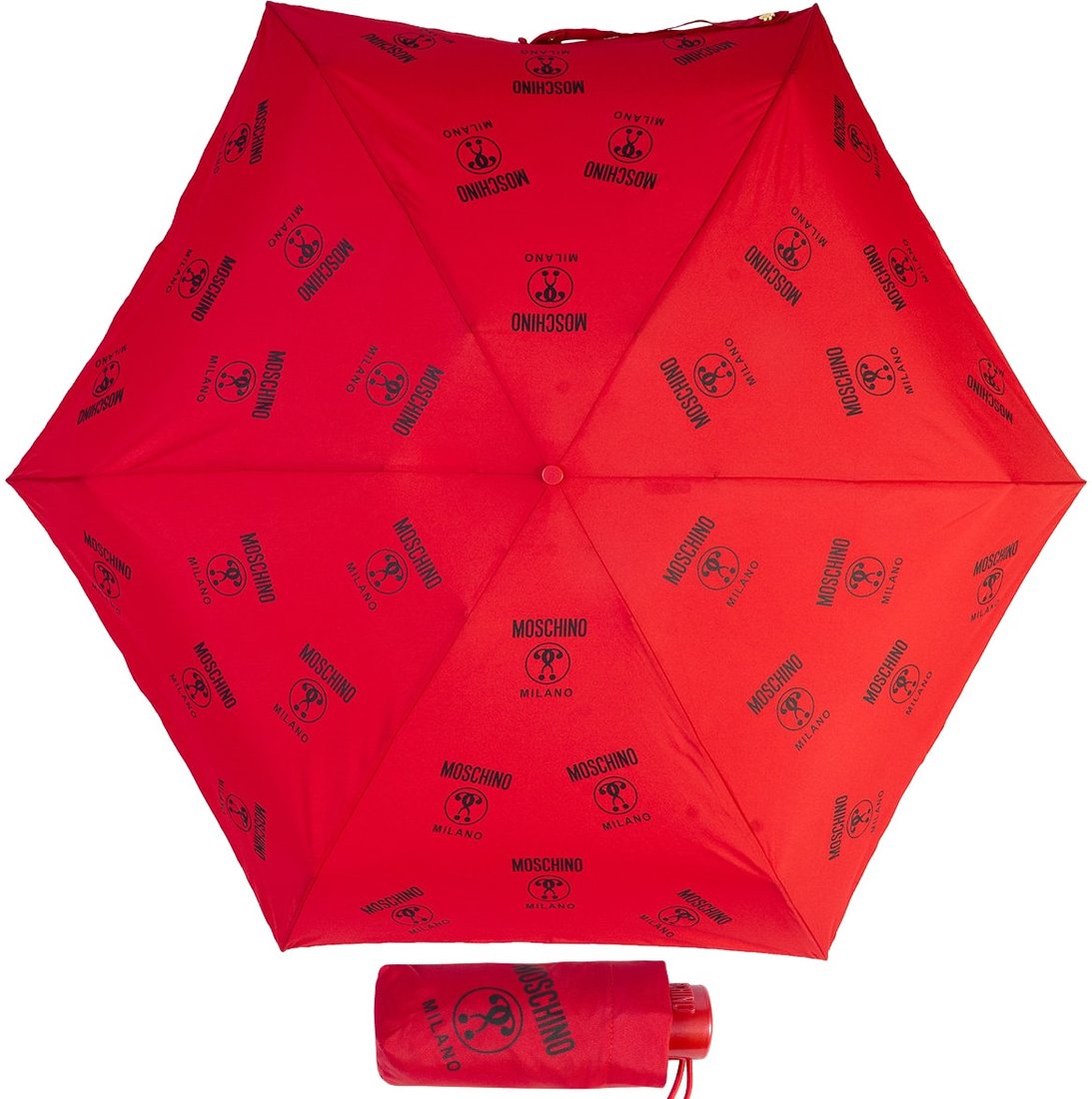

Складной зонт Moschino 8560-SuperminiA Logo Allover Red