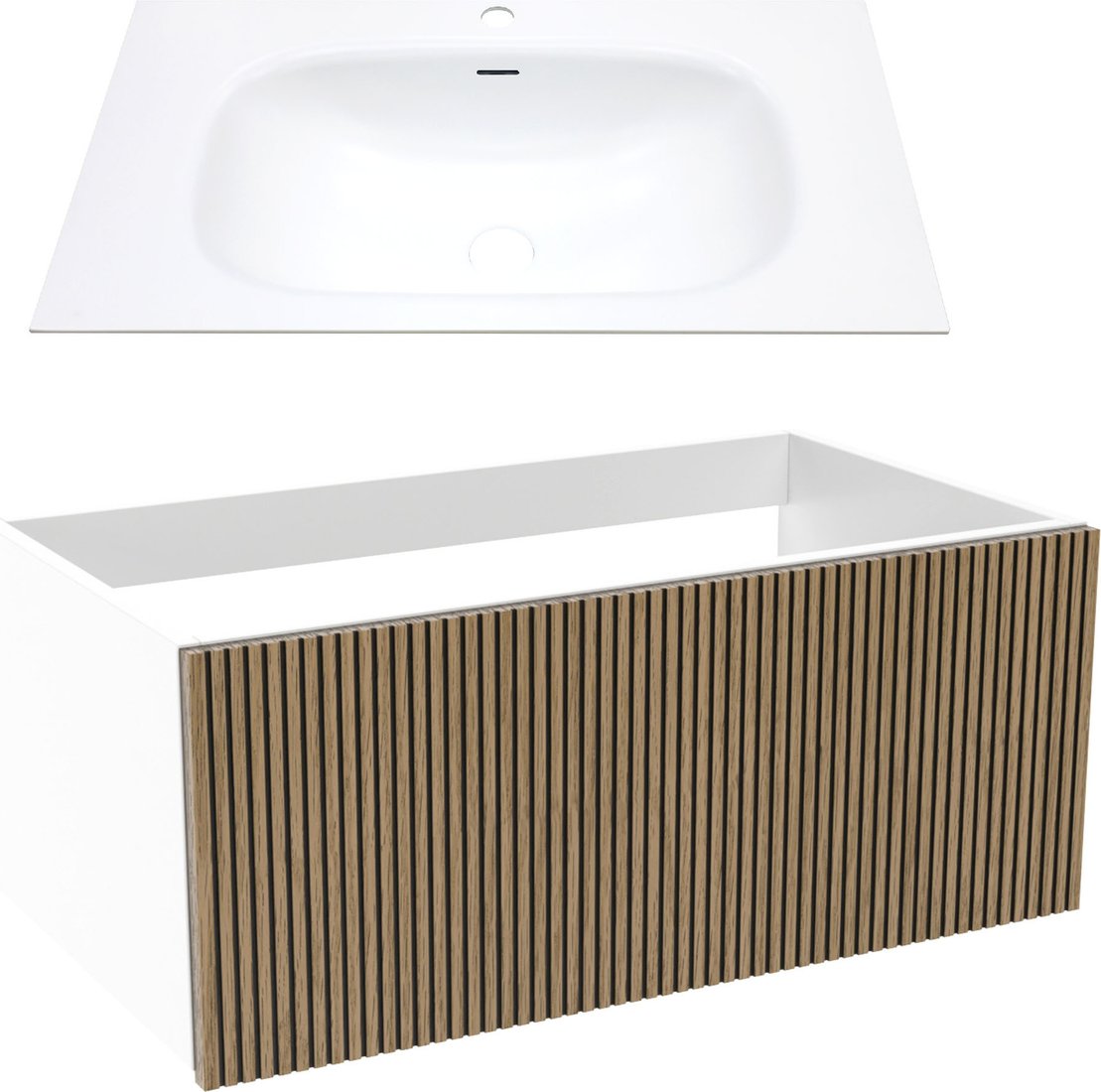 

ЗОВ Тумба с умывальником Кито 80 K80LW0MRM-M115W80 (белый/тростник)