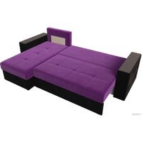 Угловой диван Лига диванов Дубай лайт левый (микровельвет фиолетовый/черный)