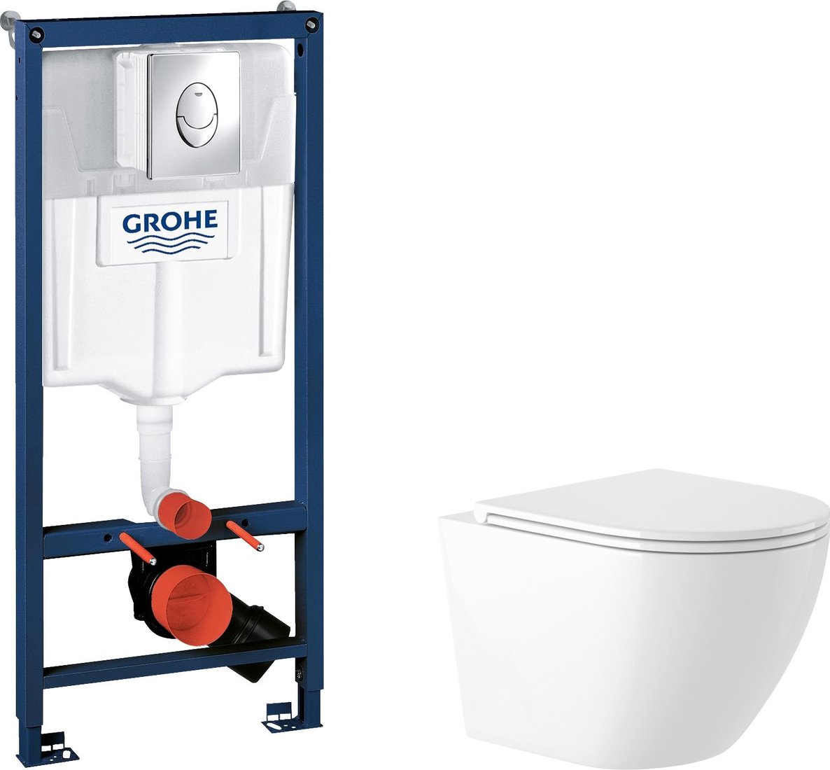 

Унитаз подвесной Saniteco KW-9003W Rimles + GROHE Rapid SL 38721001