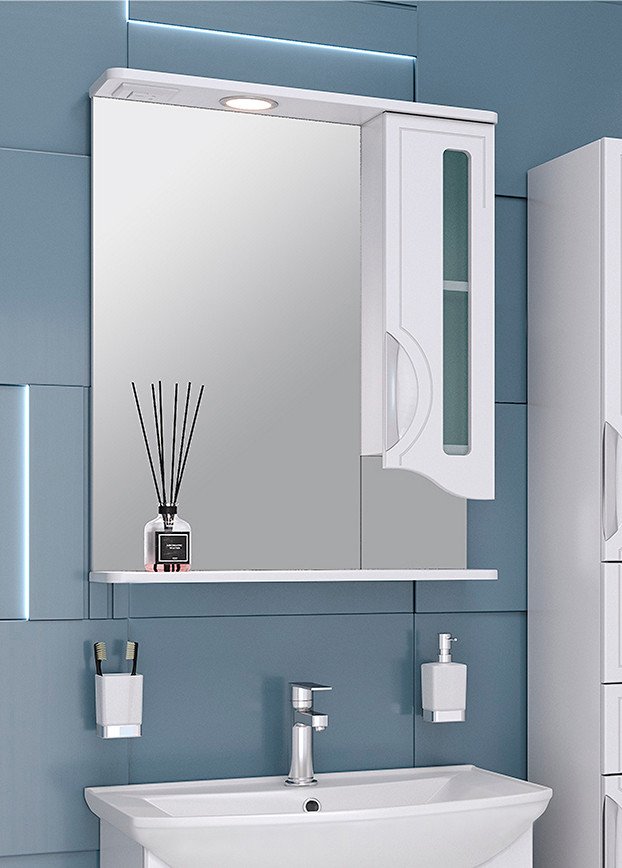 

Runo Шкаф с зеркалом для ванной Толедо 75 правый