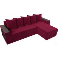 Угловой диван Лига диванов Дубай лайт правый 114169 (микровельвет бордовый)