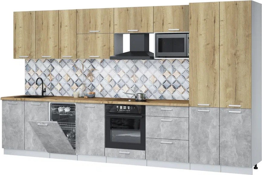 

Готовая кухня Интерлиния Мила Лайт 3.7-ПМ4 (дуб золотой/бетон/дуб бунратти)