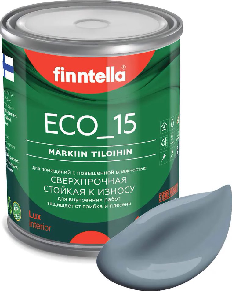 

Краска Finntella Eco 15 Harmaa F-10-1-1-FL005 0.9 л (серо-голубой)