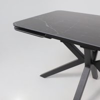 Кухонный стол Аврора Рейн New 1400-2040x900 (камень черный Greys Black/черный матовый)