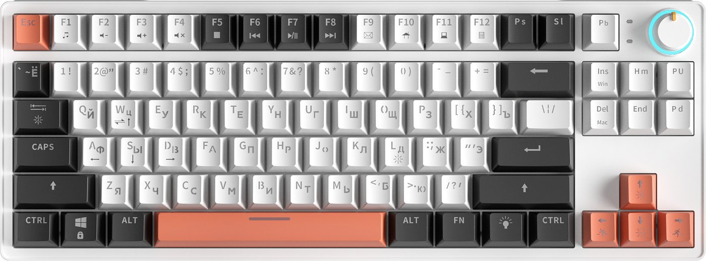 

Клавиатура Cyberlynx ZA87 White Black Orange (TNT Yellow)