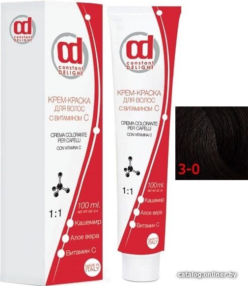 Крем-краска для волос Constant Delight Crema Colorante с витамином С 3/0 темно-коричневый натуральный