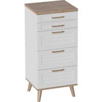 Комод Мебельград Гавана 5ящ 50.2x40.4x109 (дуб светлый натуральный/белый аляска/белый матовый)