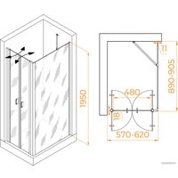 Душевой уголок RGW PA-144 (PA-104+Z-050-2+O-204) 060814469-11 60x90 (хром/прозрачное стекло)