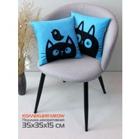 Декоративная подушка Matex Meow. Chubby 62-066 (голубой/черный)
