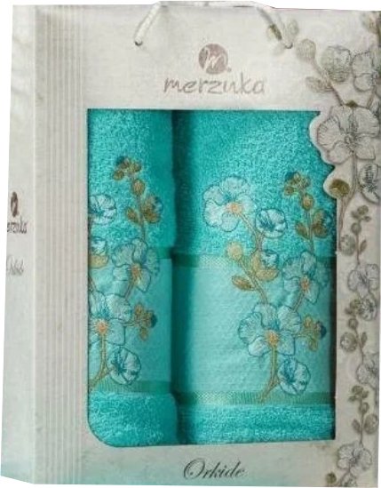

Набор полотенец Merzuka Orkide 50x90/70x140 в коробке 11038 (бирюзовый)