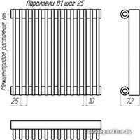 Стальной трубчатый радиатор КЗТО Параллели В 1-300-6 шаг 25 (6 секций)