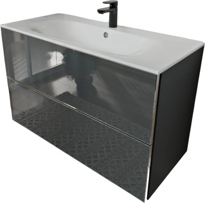 MebelVann Тумба с умывальником Вега 100x62x45 с 2 ящиками VEG101002701601OSL (графит)
